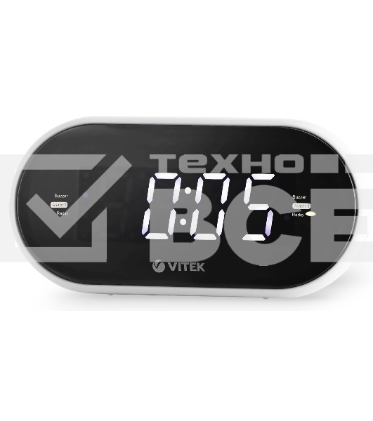 Будильник Vitek VT-6602 BK по 2 значения каждый. Диапазон частот FM 87,5-108 МГц. Мощность 5 вт. Размер дисплея 1,2 дюйм. Сигнал будильника зуммер / радио. Кнопка короткого сна. Таймер отключения. Тип тюнера цифровой. символов дисплея синий. корпуса черны