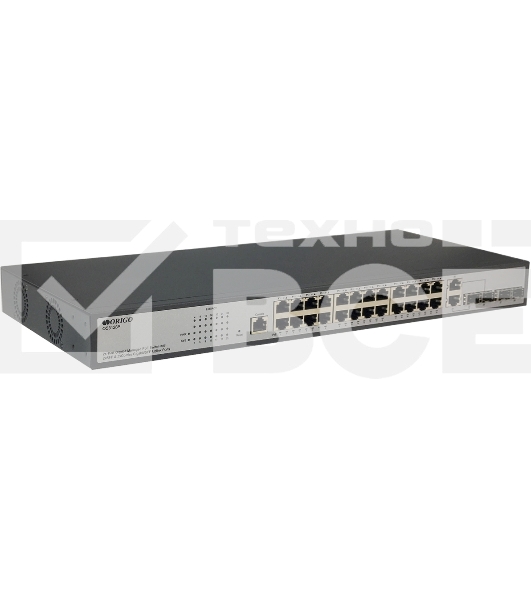 Коммутатор ORIGO Managed L2 Switch 24x1000Base-T PoE, 2x1000Base-X SFP, 2xCombo 1000Base-T/SFP, PoE Budget 250W, RJ45 Console, 19