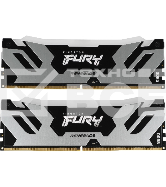 Оперативная память Kingston Fury Renegade, DDR5, 32GB (2x16GB), 7600MHz, CL38, с радиатором, RGB, серебристый/черный
