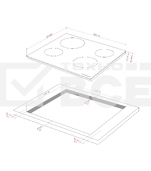 Варочная панель Kuppersberg, Hi-Light, High-Tech, 60 см, 4 конфорки, 9 уровней мощности, таймер, автоматическое отключение, индикация остаточного тепла, сенсорное управление, черный