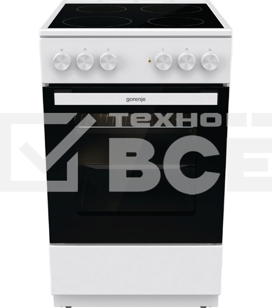 Плита электрическая Gorenje GEC5A12WG-B белый, конфорок 4 электрических, духовка 68 л, 50 см x 85 см x 59.4 см (без крышки)