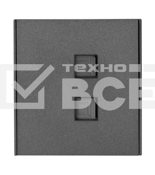 Розетка Kranz STRONG компьютерная двойная RJ45+RJ45 кат6 с/у графит