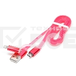 Кабель USB 2.0 Cablexpert CC-mAPUSB2pk1m, AM/microBM 5P - iPhone lightning, 1м, комбо кабель, алюминиевые разъемы, розовый, блистер, фото5