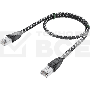 Патч-корд GCR PROF прямой 5.0m, UTP медь кат.6, STRONG черно-белый нейлон, ethernet high speed 10 Гбит/с, T568B, GCR-52779