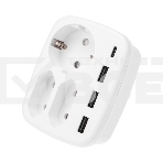 Тройник электрический 16А + 2х2,5А с заземлением + 3хUSB-A 2,4А + USB Type-C 3А, белый Rexant, фото2