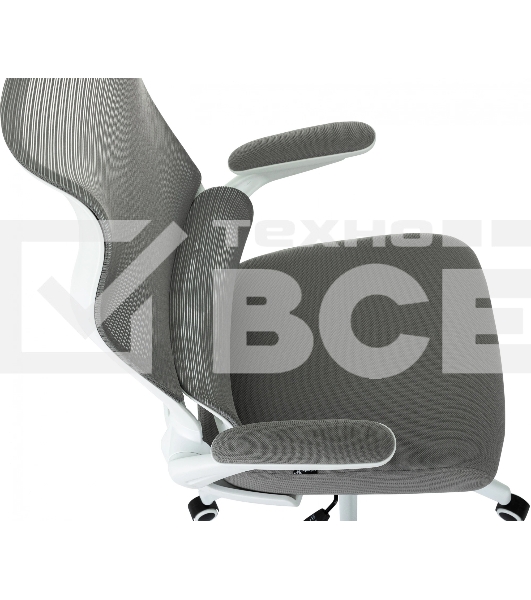 Кресло руководителя Бюрократ Sigma WH 1 серый, сетка/ткань, крестов. пластик, пластик белый