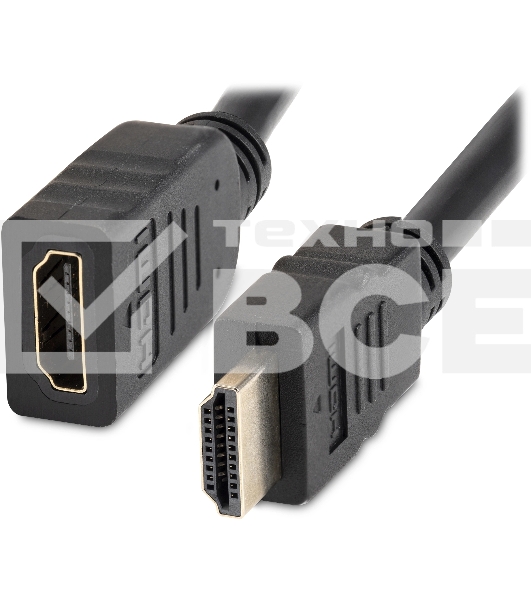 Кабель-удлинитель аудио-видео Buro HDMI (m)/HDMI (f) 3м. позолоч.конт. черный