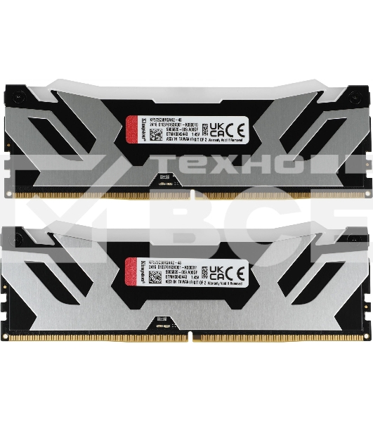 Оперативная память Kingston Fury Renegade, DDR5, 32GB (2x16GB), 7600MHz, CL38, с радиатором, RGB, серебристый/черный