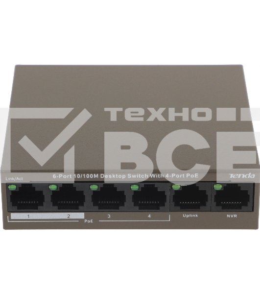Коммутатор Tenda TEF1106P-4-63W 6PORT 100M 4POE