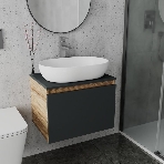 Комплект для ванной, 3 предмета (Тумба подвесная Bau Blackwood 60 графит + Раковина BAU 59х40, Смеситель высокий Hotel Still, нерж. сталь), фото7