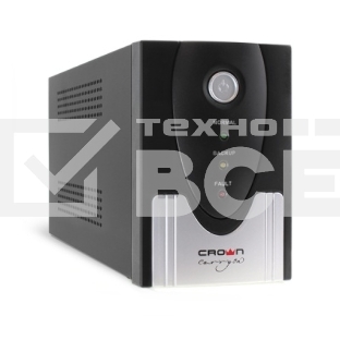 Источник бесперебойного питания CROWN CMU-SP1200 COMBO 1200VA/720W, металл, 2x12V/9AH, розетки 2*IEC + 2*EURO, трансформатор AVR 145-280V, съемный кабель 1.2м, фильтр телефонной и ethernet линии RJ11/45, защита батареи, от перегрузки, от КЗ, ПО