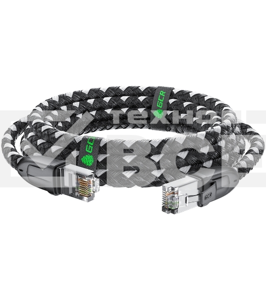 Патч-корд GCR PROF прямой 5.0m, UTP медь кат.6, STRONG черно-белый нейлон, ethernet high speed 10 Гбит/с, T568B, GCR-52779