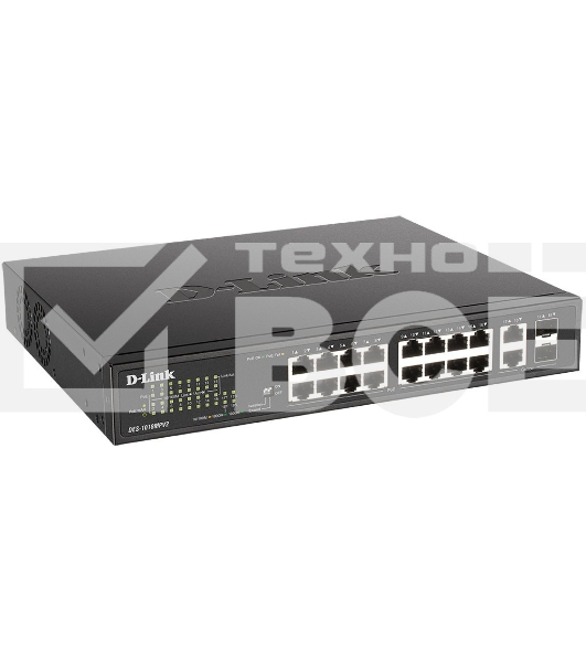 Коммутатор D-Link DES-1018MPV2 16x100Mb 16PoE неуправляемый