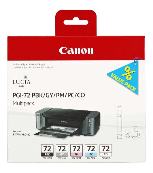 Картридж струйный Canon PGI-72 PBK/GY/PM/PC/CO Multi Pack (510 стр. 5 шт по 14 мл) для Canon PIXMA PRO-10, PRO-10S