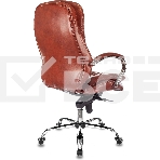 Кресло руководителя Бюрократ T-9950 светло-коричневый Leather Eichel, кожа, крестов. металл хром, фото8