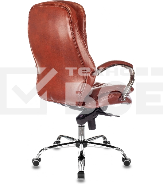 Кресло руководителя Бюрократ T-9950 светло-коричневый Leather Eichel, кожа, крестов. металл хром