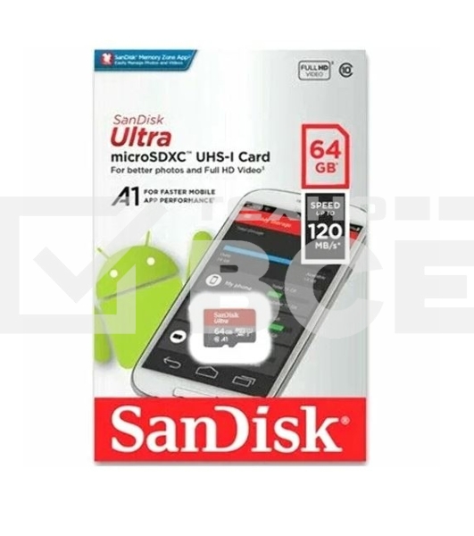 Флеш карта microSD 64GB SanDisk microSDXC Class 10 Ultra UHS-I A1 140MB/s
