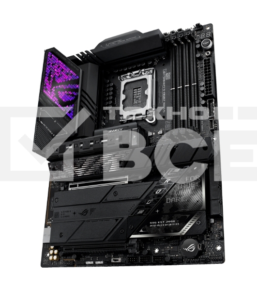 Материнская плата ASUS ROG STRIX Z890-E GAMING WIFI, LGA 1851, Intel Z890, 4xDDR5, 4xSATA, 7xM.2, 1xPCIe 5.0 x16, 1xPCIe 4.0 x16, 1xHDMI, 1xDP, 2xUSB-C Thunderbolt 4, 7xUSB-A 3.2 Gen 2, 3xUSB-A 3.2 Gen 1, 2xUSB-C 3.2 Gen 2x2, 1x 5Gb LAN, 2x3.5 мм, 7.1, AT