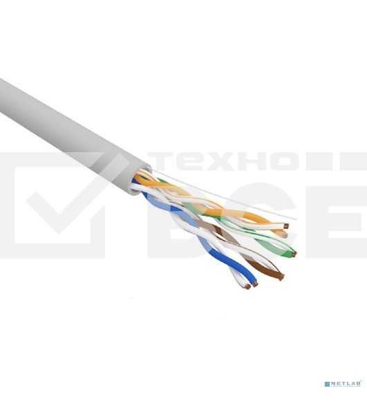 Кабель витая пара Rexant U/UTP, cat.5e, PVC, 4PR, 24AWG, INDOOR, SOLID, серый, 305м, серия LIGHT