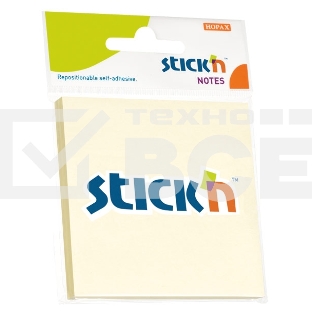 Блок самоклеящийся бумажный Stick`n 21198 76x76мм 100лист. 70г/м2 пастель желтый европодвес