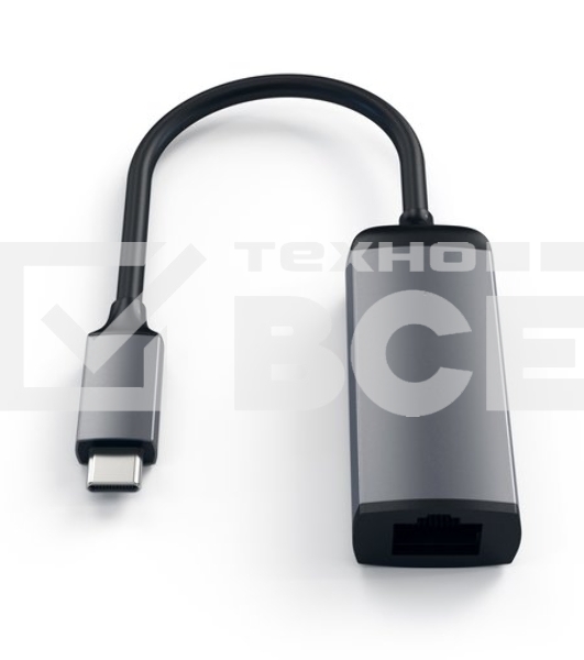 Адаптер Satechi Type-C to Gigabit Ethernet. Поддержка 10/100/1000Mbps Ethernet. Цвет серый космос.