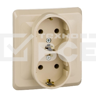 Розетка 2-м СП Этюд 16А с заземл. крем. SchE PC16-007K