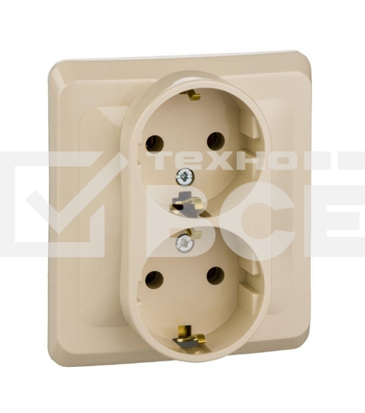 Розетка 2-м СП Этюд 16А с заземл. крем. SchE PC16-007K
