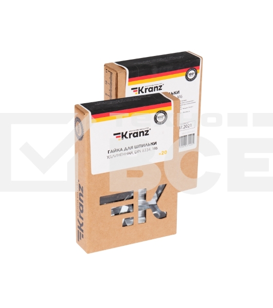 Гайка для шпильки Kranz удлиненная М6, 1.0х10х18, короб (20 шт./уп.)