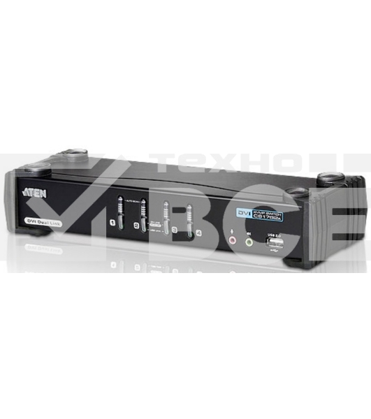 Переключатель KVM ATEN CS1784A-AT-G KVM+Audio+USB 2.0, 1 user USB+DVI => 4 cpu USB+DVI, со шнурами USB 4х1.8м., 2560x1600 60Hz DVI-D Dual Link/2048x