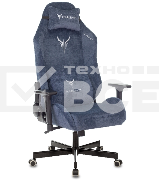 Кресло игровое Knight N1 Fabric синий Light-27 с подголов. крестовина металл