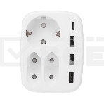Тройник электрический 16А + 2х2,5А с заземлением + 3хUSB-A 2,4А + USB Type-C 3А, белый Rexant, фото4