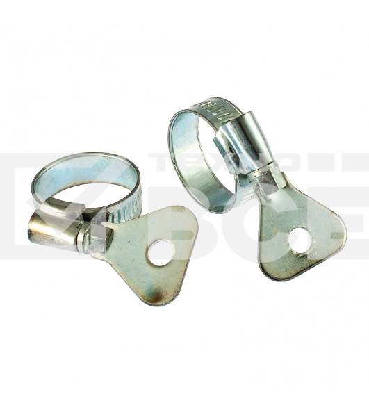 Хомуты металлические, червячные Сибртех 16-25 мм, ширина 10 мм, W1, с метал. ключом, 2 шт.