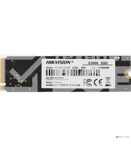 Накопитель SSD Hikvision E3000, 512Gb, PCIe 3.0 x4, M.2 2280, NVMe, R/W 3500/1800