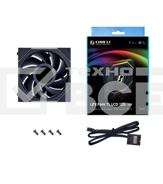 Корпусный вентилятор LIAN LI UNI FAN TL LCD (1pcs) G99.12TLLCD1B.00 черный 120мм 1900rpm 27db 7-pin