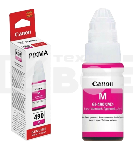 Чернила Canon GI-490M 0665C001 пурпурный для Canon Pixma G1400/2400/3400 (70мл)