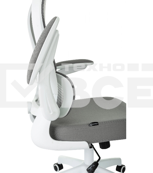 Кресло руководителя Бюрократ Sigma WH 1 серый, сетка/ткань, крестов. пластик, пластик белый