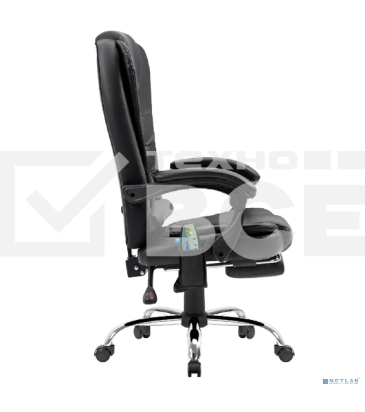 Кресло Defender CARDINAL черный, экокожа, 120 кг, подставка для ног, механизм качания