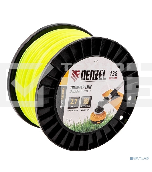 Леска для триммера Denzel квадрат, 2,7м х 138м, на DIN катушке FLEX CORD