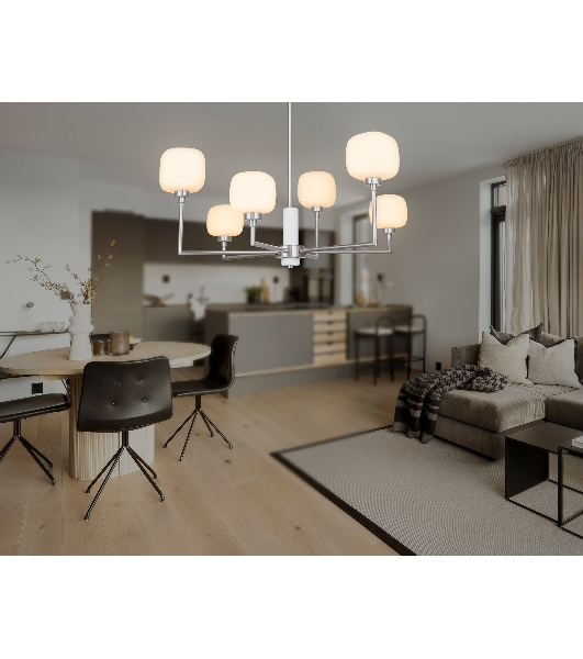 Люстра Ambrella light LH53001/6 SN/FR сатин никель/белый матовый G9*6 max 40W D690*680