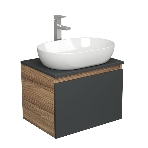 Комплект для ванной, 3 предмета (Тумба подвесная Bau Blackwood 60 графит + Раковина BAU 59х40, Смеситель высокий Hotel Still, нерж. сталь), фото5