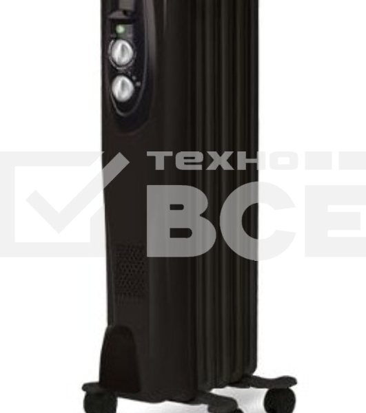 Масляный обогреватель Ballu Classic Black BOH/CL-07BRN (7 секций) (7 секций), черный, 1500 Вт, 20 м2, термостат