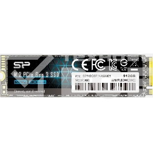 Накопитель SSD Silicon Power P34A60, 512GB, M.2 2280, PCIe 3.0 x4, NVMe, R/W 2200/1600