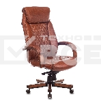 Кресло руководителя Бюрократ T-9924WALNUT светло-коричневый Leather Eichel, кожа, с подголов. крестовина металл/дерево, фото8