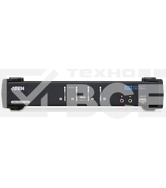 Переключатель KVM ATEN CS1784A-AT-G KVM+Audio+USB 2.0, 1 user USB+DVI => 4 cpu USB+DVI, со шнурами USB 4х1.8м., 2560x1600 60Hz DVI-D Dual Link/2048x