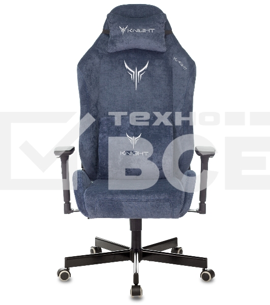 Кресло игровое Knight N1 Fabric синий Light-27 с подголов. крестовина металл