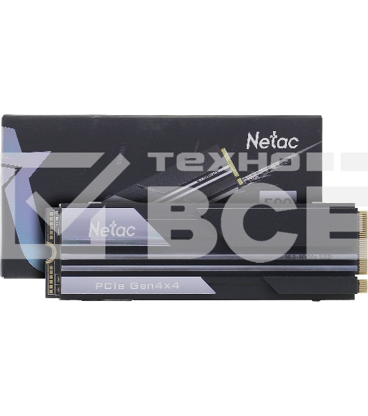 Накопитель SSD Netac NV5000, 500GB, M.2 2280, PCIe 4.0 x4, NVMe, R/W 5000/2500, с радиатором