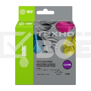 Картридж струйный Cactus CS-LC3619XLC голубой (18.4 мл) для Brother MFC-J2330DW/J2730DW/J3530DW/J3930DW