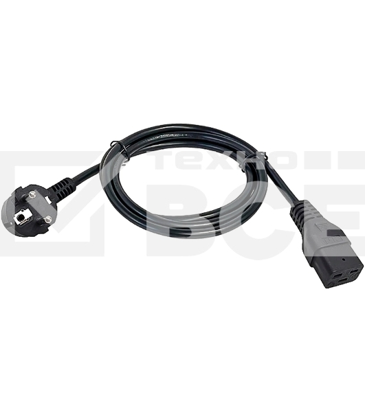 Шнур питания ITK PC-C19D-3M C19-Schuko проводник.:3x1.5мм2 3м 230В 16А черный
