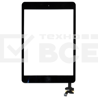 Сенсорное стекло (тачскрин) Ipad mini + stiker + IC с кнопкой Home (A1432 A1454 A1455) черное OEM