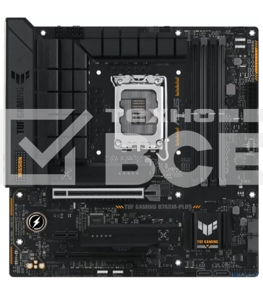 Материнская плата ASUS TUF GAMING B760M-PLUS, LGA 1700, Intel B760, 4xDDR5, 4xSATA, 2xM.2, 1xPCIe 5.0 x16, 1xPCIe 4.0 x4, 1xPCIe x1, 2xUSB-A 3.2 Gen 2, 3xUSB-A 3.2 Gen 1, 2xUSB 2.0, 1xUSB-C 3.2 Gen 2x2, 1x2.5Gb LAN, 5x3.5 мм, 7.1, mATX